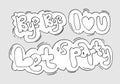 Hand drawn arrows, borders set with handwritten text let`s party,I love U,bye bye. Vector icon Royalty Free Stock Photo