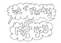 Hand drawn arrows, borders set with handwritten text let`s party,miss you. Vector icon Royalty Free Stock Photo