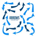 Hand drawn arrows collction in blue color Royalty Free Stock Photo