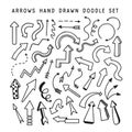 Hand drawn arrows doodle set. Vector illustration. Royalty Free Stock Photo