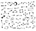 Hand Drawn Arrows isolated on White.Sketch Style. Prefect for Design. Royalty Free Stock Photo