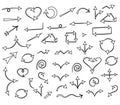 Hand Drawn Arrows isolated on White.Sketch Style. Prefect for Design. Royalty Free Stock Photo