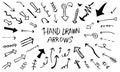 Hand drawn arrows-with pen drawing Royalty Free Stock Photo