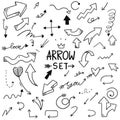 Hand drawn arrows Set doodle style Royalty Free Stock Photo