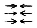 Hand drawn arrows set isolated on a white background. Brush stroke. Royalty Free Stock Photo
