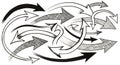 Hand-Drawn Arrows in Various Directions Royalty Free Stock Photo