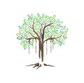 Hand drawn art of banyan tree Royalty Free Stock Photo