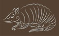 Hand drawn art with white armadillo silhouette Royalty Free Stock Photo