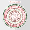 Hand drawn art winter mandala. Royalty Free Stock Photo