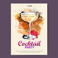 Hand drawn artistic cocktail disco poster.