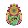 Hand drawn artistic color Easter egg stylized in zentangle style