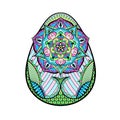 Hand drawn artistic color Easter egg stylized in zentangle style