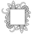 Hand drawn artistically ethnic ornamental patterned floral frame