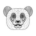 Hand drawn artistically ethnic ornamental patterned Panda's head Royalty Free Stock Photo