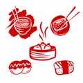 Hand Drawn Asian Japanese Food Vector Brush Royalty Free Stock Photo