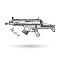 Hand drawn assault rifle Scar on white Royalty Free Stock Photo