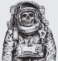 Hand drawn Astronaut Skull Royalty Free Stock Photo