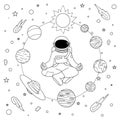 Hand drawn astronoaut doing meditation