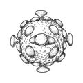 Hand drawn astrovirus isolated on white background. Realistic detailed scientifical vector illustration in sketch stile Royalty Free Stock Photo