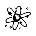 Hand Drawn atom doodle. Sketch style icon. Decoration element. Isolated on white background. Flat design. Vector illustration Royalty Free Stock Photo