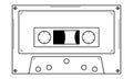 Hand drawn audio cassette with magnetic tape. Equipment of the 80s, 90s for recording playback. Doodle style. Vector Royalty Free Stock Photo