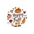 Hand drawn autumn elements with inscription Royalty Free Stock Photo