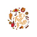 Hand drawn autumn elements with inscription Royalty Free Stock Photo