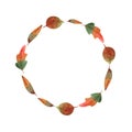 Hand drawn Autumn Leaves Wreath Illustration for card making, paper, textile, printing, packaging