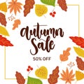 hand drawn autumn sale background vector design Royalty Free Stock Photo