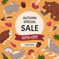 hand drawn autumn sale banner vector illustration Royalty Free Stock Photo