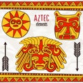 Hand drawn aztec tribal elements in red and yellow colors