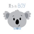 hand drawn baby boy koala head. with text it's a boy. Vector Royalty Free Stock Photo