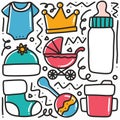 hand drawn baby stuff collection doodle set