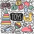 hand drawn baby toys doodle set