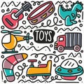 hand drawn baby toys doodle set