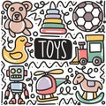 hand drawn baby toys doodle set