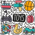 hand drawn baby toys doodle set