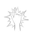 Hand drawn back of rock and roll gesture Royalty Free Stock Photo