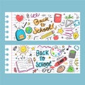 hand drawn back school vector design banners set with photo Royalty Free Stock Photo