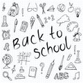 Hand drawn back to school doodles. Paper Background. Vector illustration. Royalty Free Stock Photo
