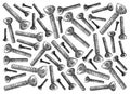 Hand Drawn Background of Countersunk Socket Cap Screws Royalty Free Stock Photo