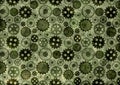 Hand drawn background with gear wheel.Abstract green grunge background with mechanism of watch. Royalty Free Stock Photo