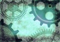 Hand drawn background with gear wheel. Abstract grunge background with mechanism of watch