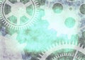 Hand drawn background with gear wheel in blue colors. Royalty Free Stock Photo