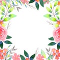 Hand drawn Watercolor Floral Framen. Background for cards, quotes and printing