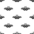 Hand drawn background with moth. Vector seamless pattern with bloodworm. Royalty Free Stock Photo