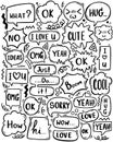 0090 hand drawn background Set of cute speech bubble eith text in doodle style Royalty Free Stock Photo