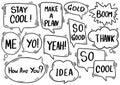 0067 hand drawn background Set of cute speech bubble eith text in doodle style