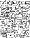 0090 hand drawn background Set of cute speech bubble eith text in doodle style Royalty Free Stock Photo
