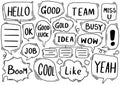 0067 hand drawn background Set of cute speech bubble eith text in doodle style